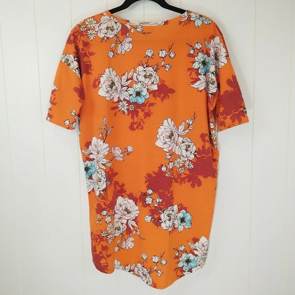 LuLaRoe Irma Tunic XS hi low Top Orange Floral - Picture 4 of 5